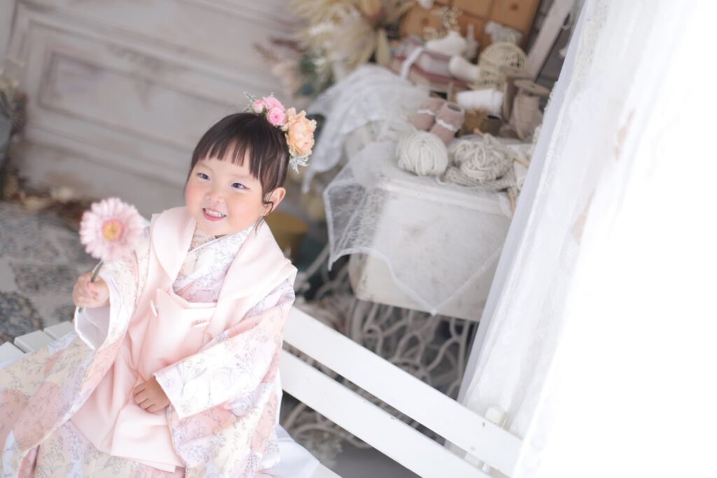 奈良市・大和郡山市・天理市_七五三３歳女の子_着物レンタル_フォトスタジオワタナベ（渡辺写真館）奈良本店_ピンク被布